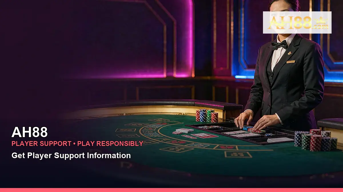 AH88 live casino table games featuring an adult Filipina casino host with a left-framed composition