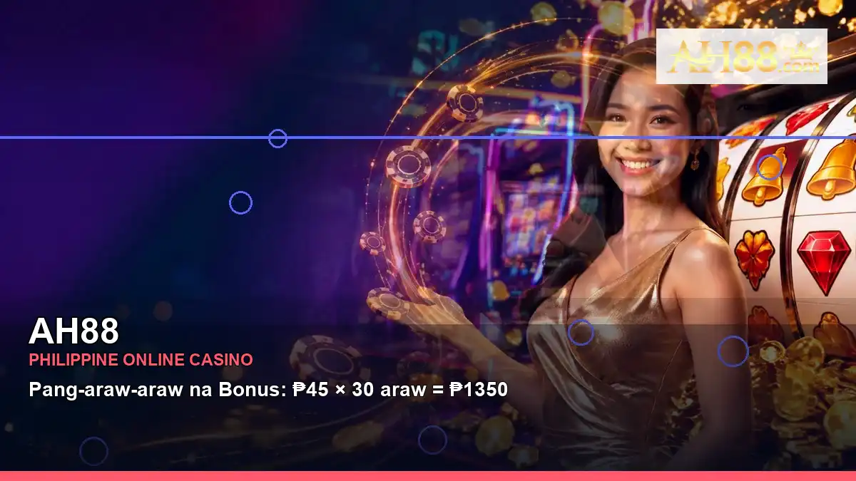 AH88 night online slot games featuring an adult Filipina casino host with a wide-action composition